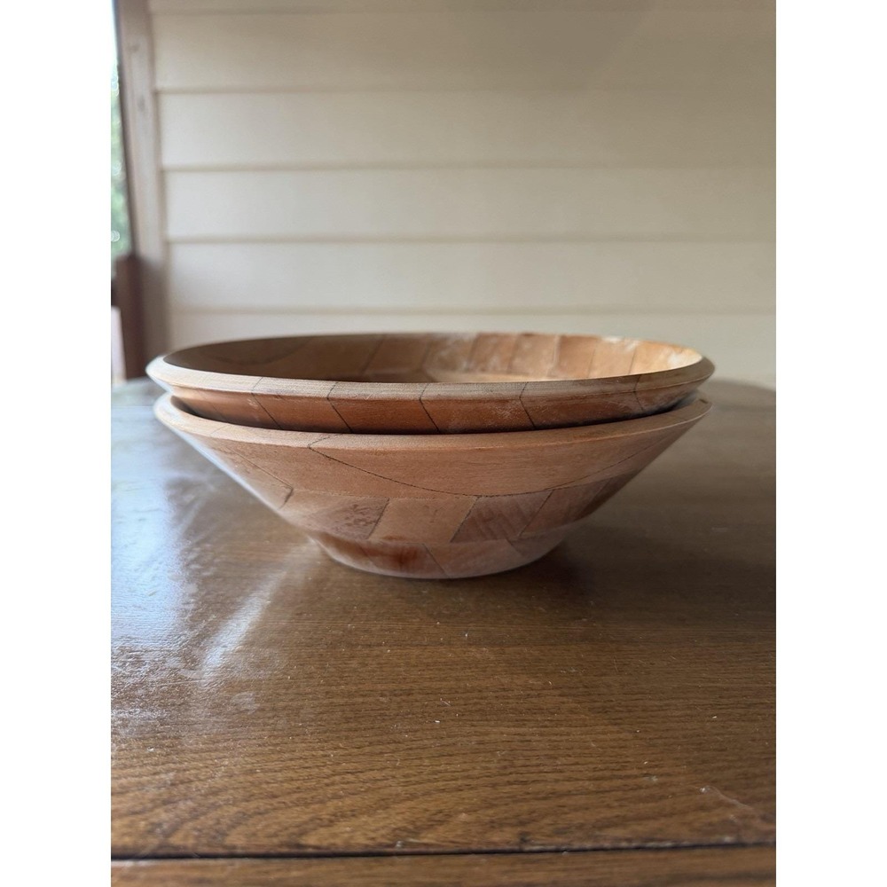 Vintage Wooden Bowls Set of 2 MCM Japan